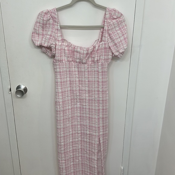 Zara Pink Textured Midi Barbie Style dress Small - Picture 7 of 12